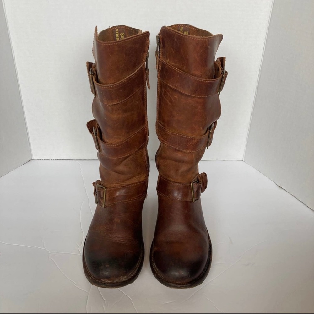 Dr. Martens Jolie Biker Brown Leather Biker Boots Size 5